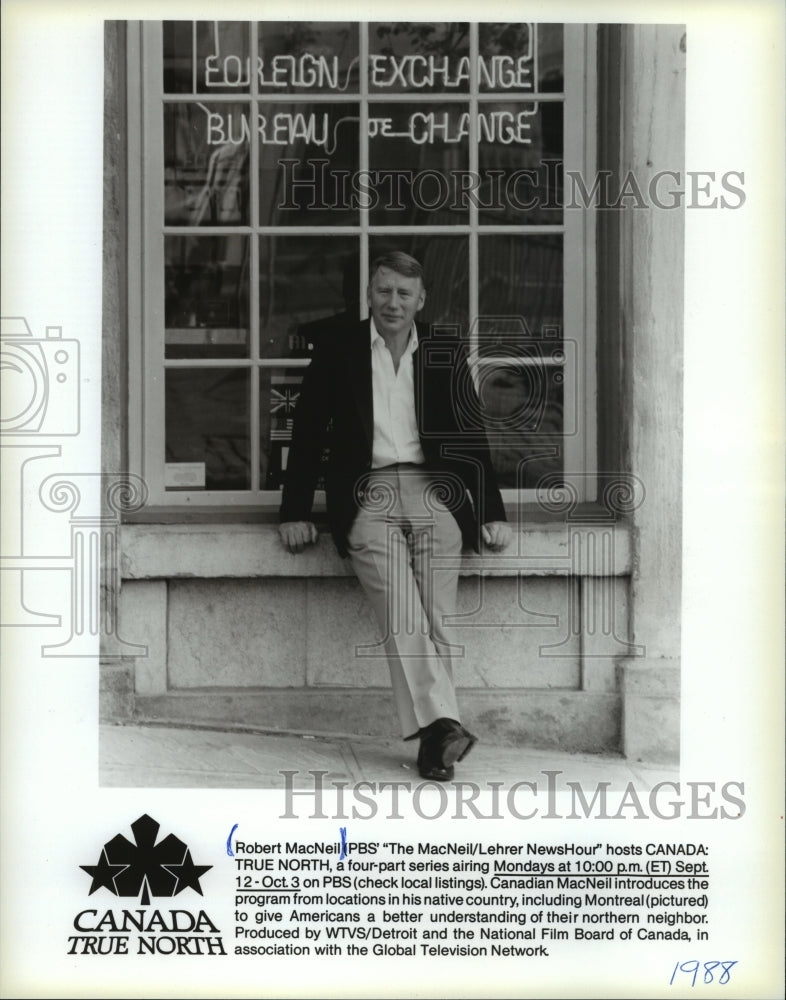1988 Press Photo Robert MacNeil hosts Canada: True North an PBS series.-Historic Images