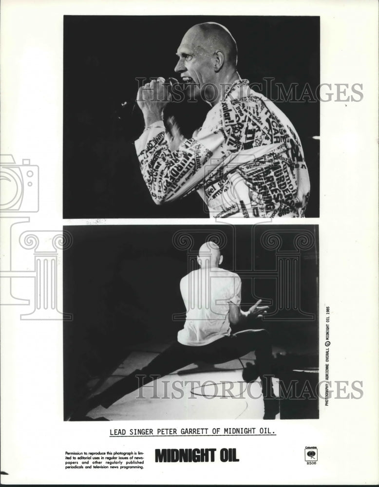 1985 Press Photo Peter Garrett, lead singer of Midnight Oil - mjp18725 - Historic Images
