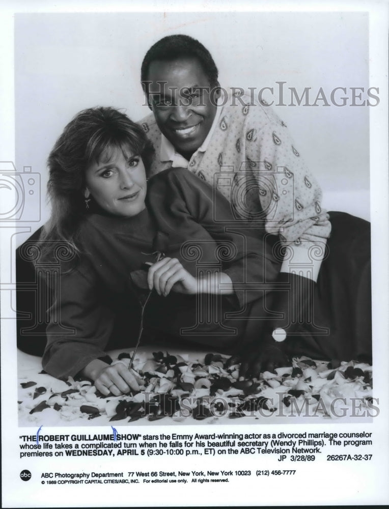 1989, Robert Guillaume and Wendy Phillips &quot;The Robert Guillaume Show&quot; - Historic Images