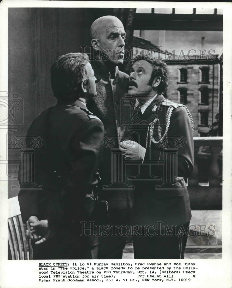 Press Photo Fred Gwynne & other stars of "The Police," a black comedy on PBS - Historic Images