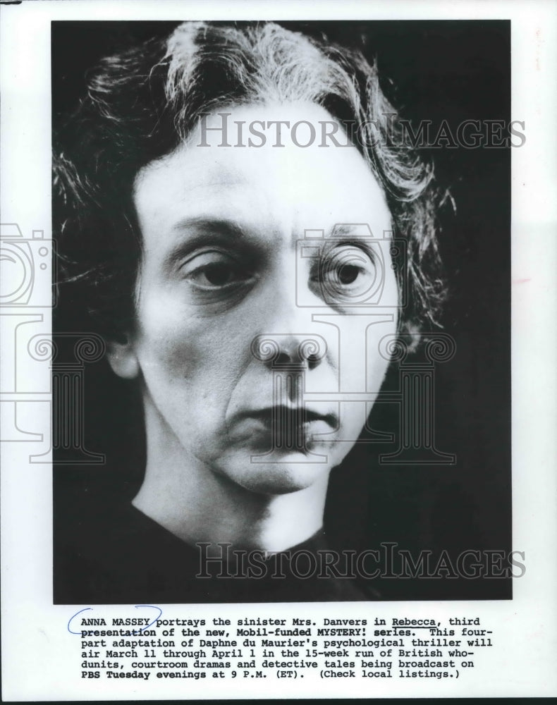 1980, Anna Massey portrays the sinister Mrs. Danvers in &quot;Rebecca&quot; - Historic Images