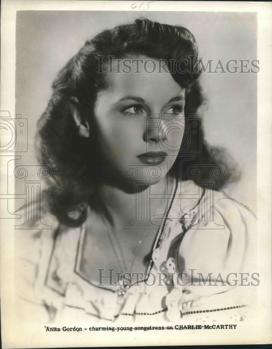 1947, Anita Gordon, vocalist with Bergen-McCarthy on Charlie McCarthy - Historic Images