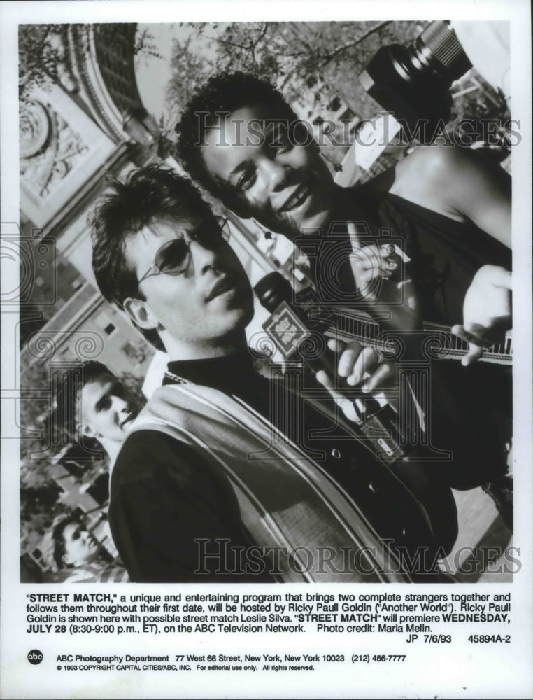 1993 Press Photo Host Ricky Goldin and possible &quot;Street Match&quot; Leslie Silva, ABC - Historic Images