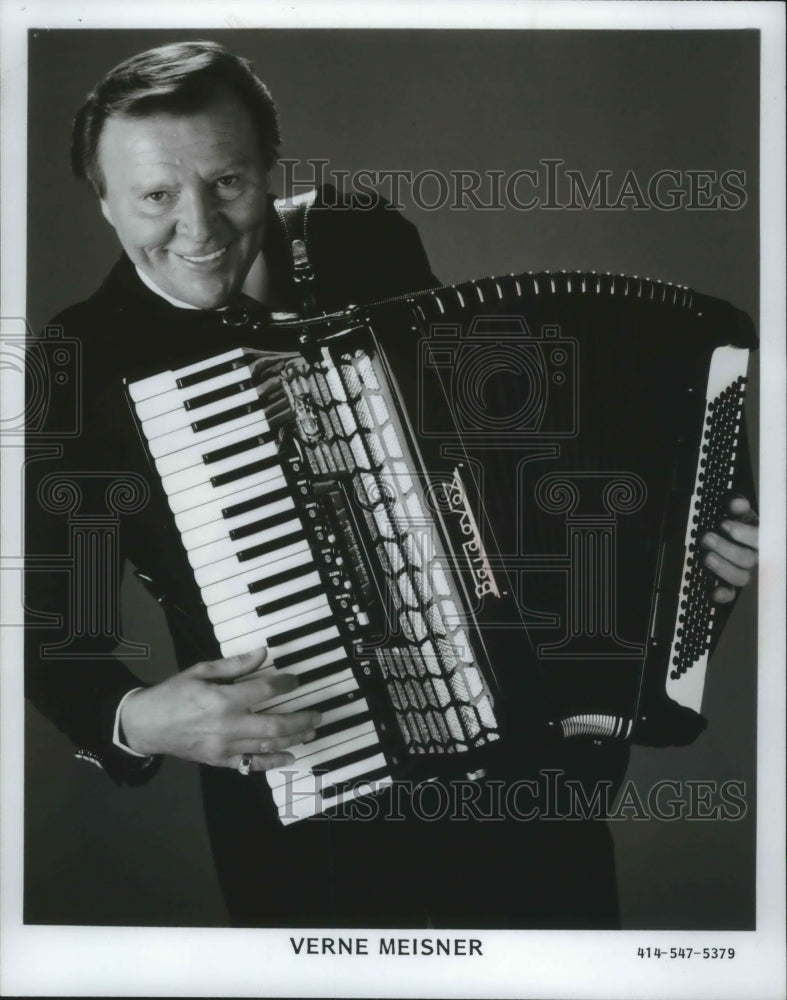 1989 Press Photo Wisconsin Accordionist Verne Meisner - mjp19312-Historic Images