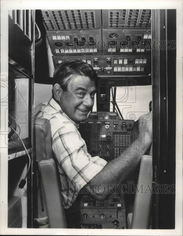 1966, Arthur Godfrey at controls of the Jet Commander business jet - Historic Images