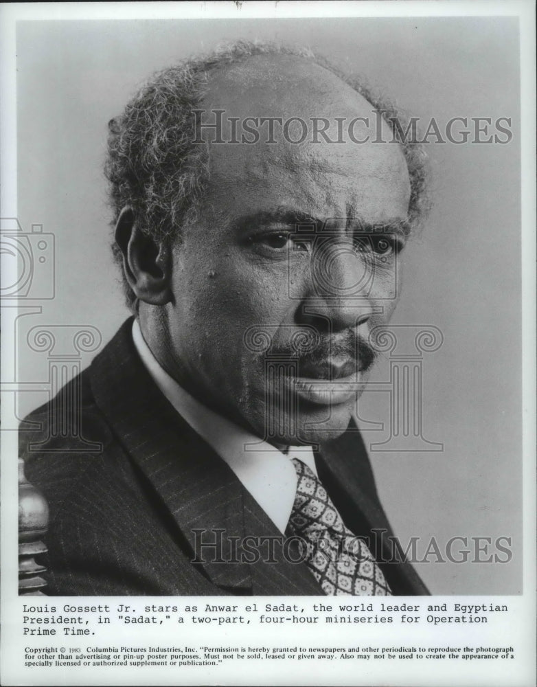 1983 Press Photo Louis Gossett Junior As Anwar El Sadat In 'Sadat' - mjp19676 - Historic Images
