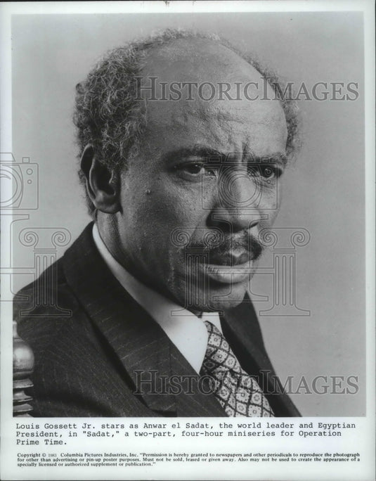 1983 Press Photo Louis Gossett Junior As Anwar El Sadat In 'Sadat' - mjp19676 - Historic Images