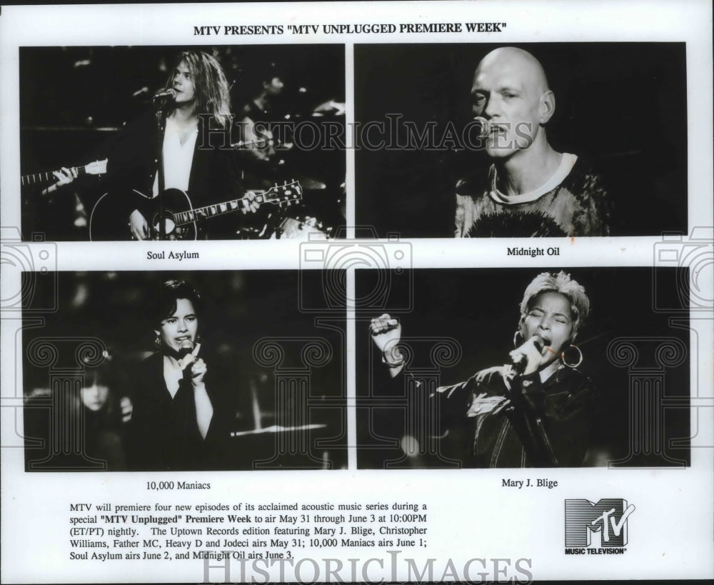 1993 Press Photo Midnight Oil & others on "MTV Unplugged" - mjp19730 - Historic Images