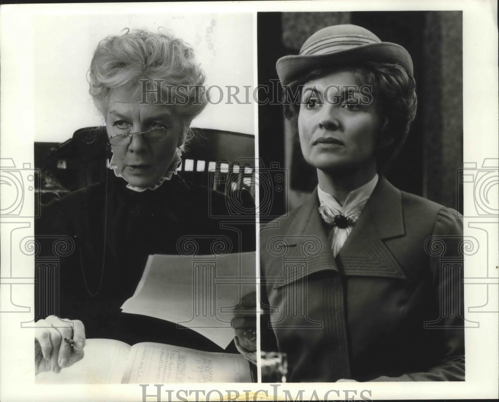 1983 Press Photo Wendy Hiller and Hannah Gordon star in &quot;MIss Morison&#39;s Ghosts.&quot; - Historic Images