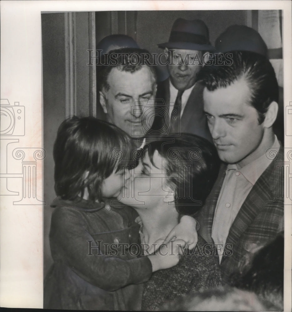 1962, Singer Robert Goulet&#39;s daughter reunited with parents, New York - Historic Images