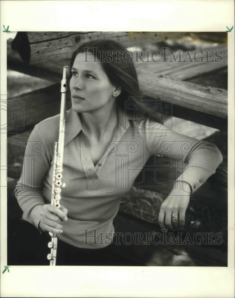 1981, Janet Millard, Milwaukee flutist with her instrument - Historic Images