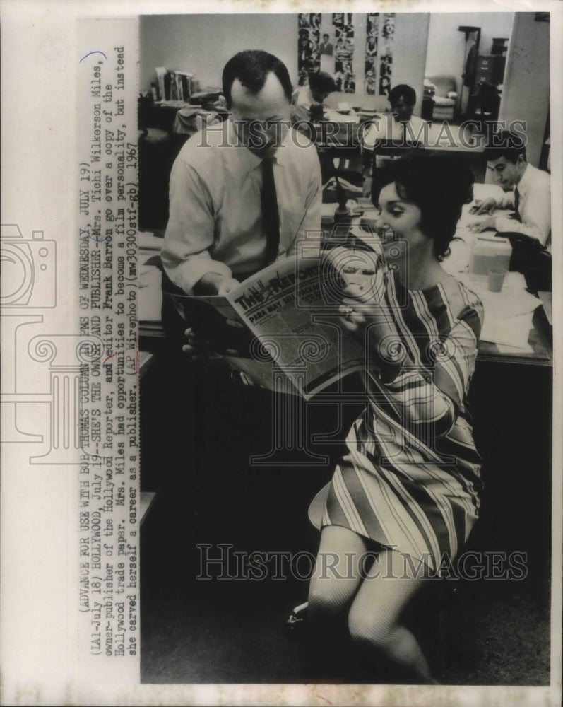 1967, Mrs. Tichi Wilkerson Miles And Editor Go Over Trade Paper - Historic Images