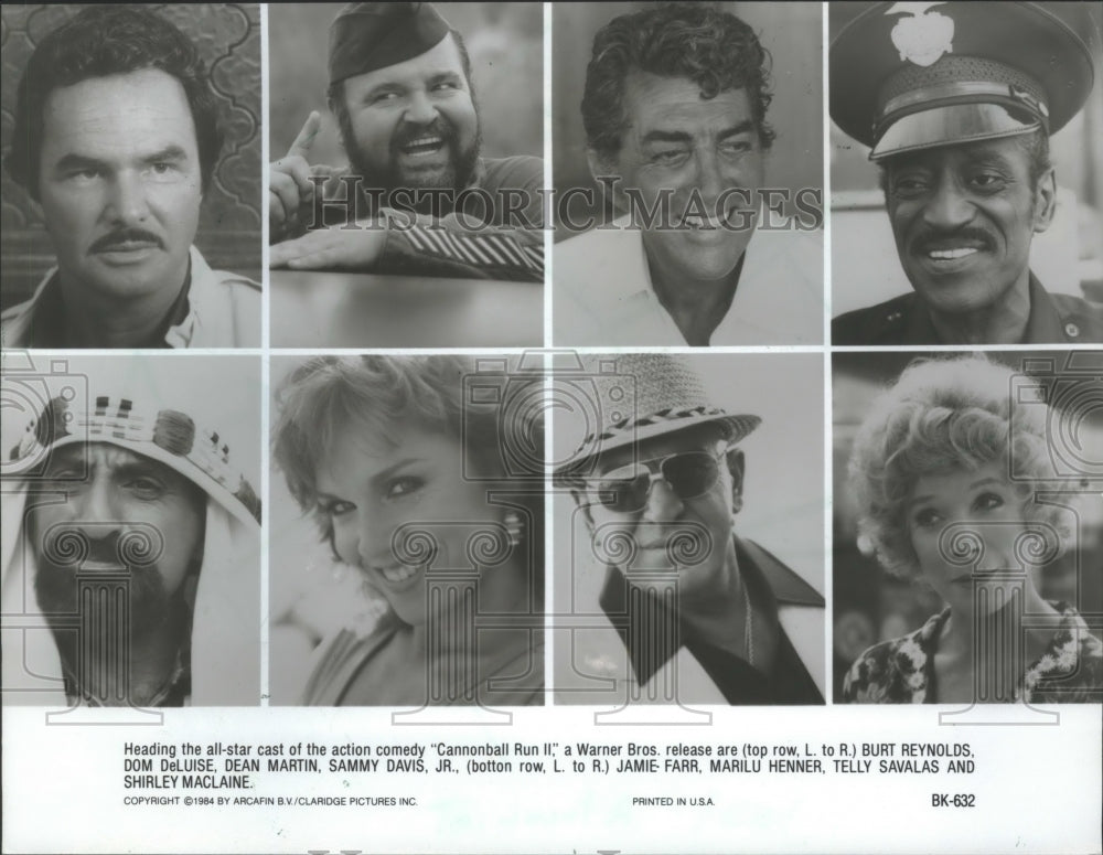 1984, "Cannonball Run II" Cast Members Burt Reynolds, Dom DeLuise etc - Historic Images