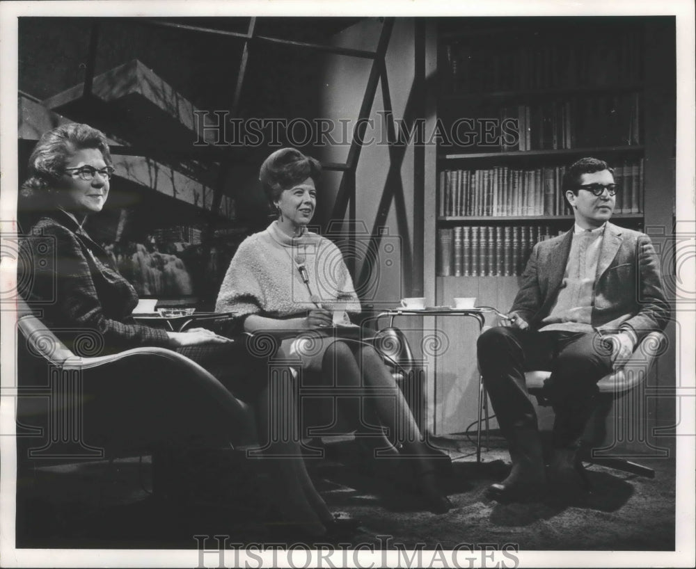 1965, Moderator Joyce Henry, Byron Ringland on &quot;Critique&quot; TV Show - Historic Images