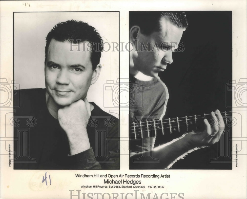 1988 Press Photo Musician Michael Hedges with Rare Harp-Guitar - mjp20470-Historic Images