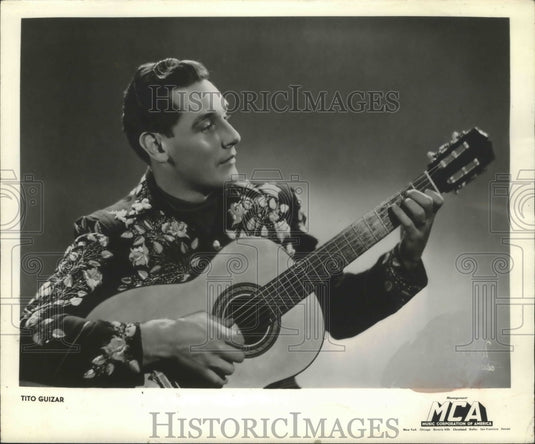 1954, Guitarist Tito Guizar, Mexico's singing star of motion pictures - Historic Images