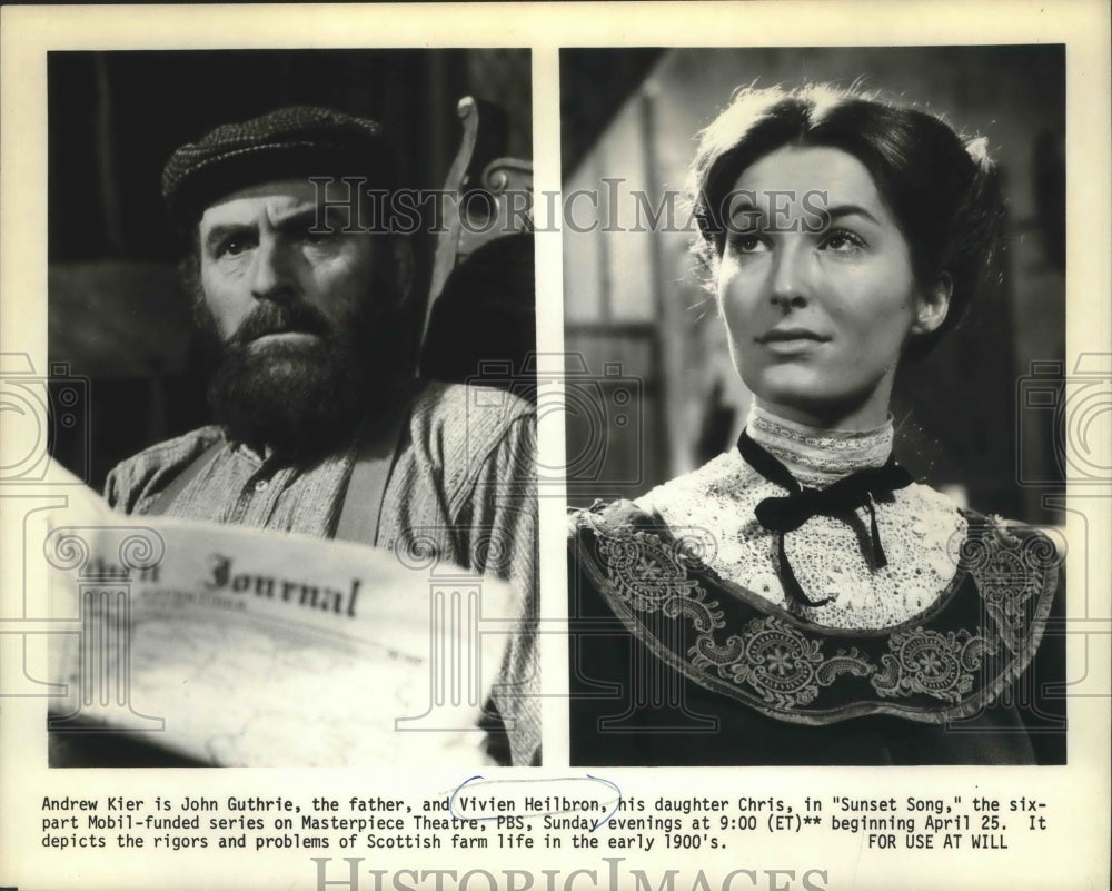 1979 Press Photo Actress Vivien Heilbron And Andrew Kier In &#39;Sunset Song&#39;-Historic Images