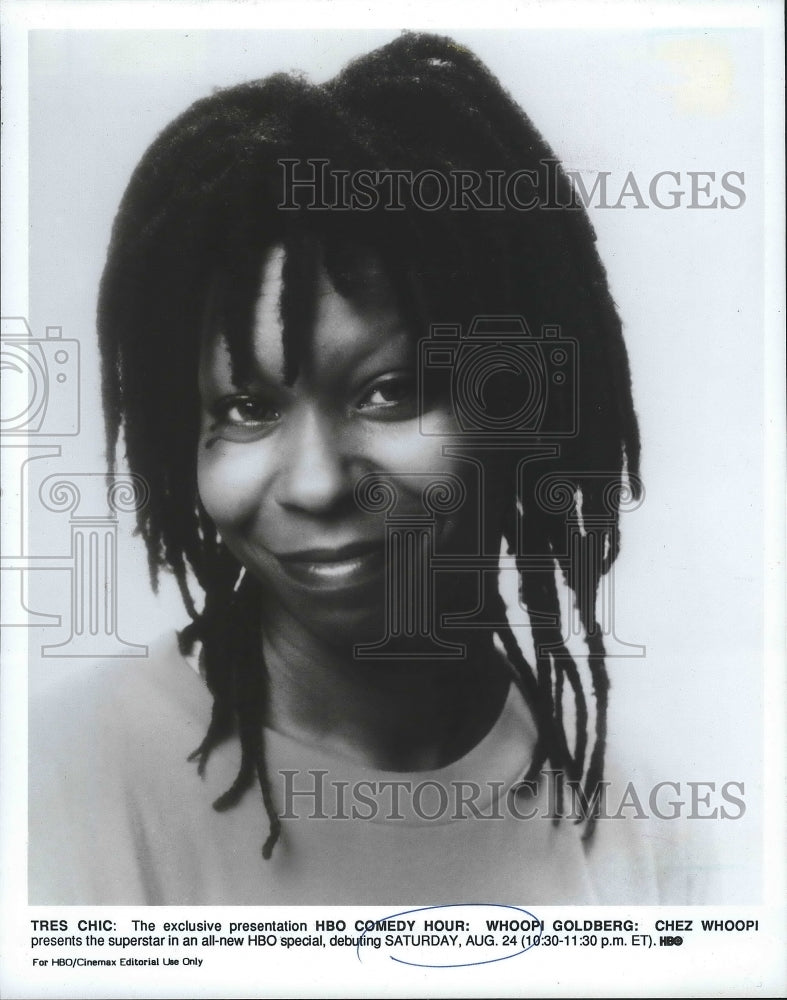 1991 Press Photo Woopi Goldberg: Chez Whoopi to appear on HBO Comedy Hour - Historic Images