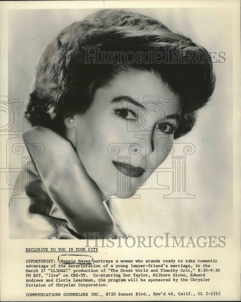 1958, Maggie Hayes starring in &quot;The Great World and Timothy Colt&quot; - Historic Images