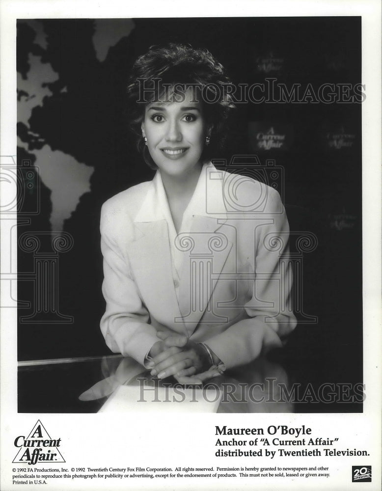 1992 Press Photo Maureen O&#39;Boyle tabloid TV host on &quot;Current Affair.&quot; - Historic Images