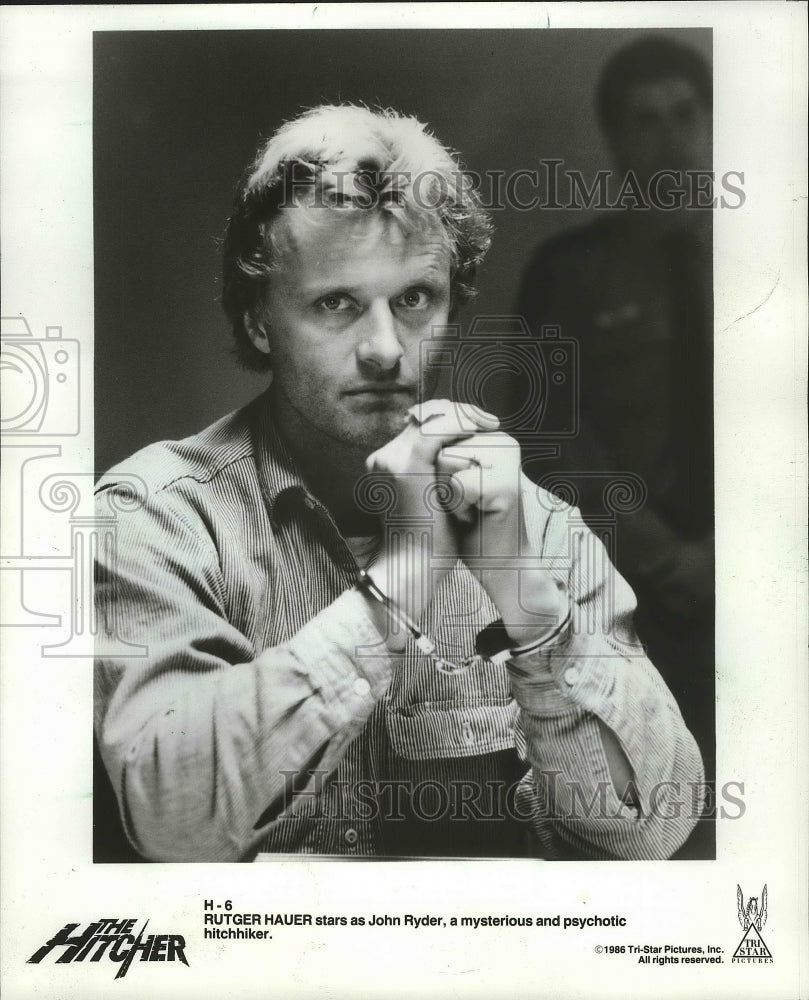 1986 Press Photo Rutger Hauer stars in Tri-Star Pictures "The Hitcher" - Historic Images