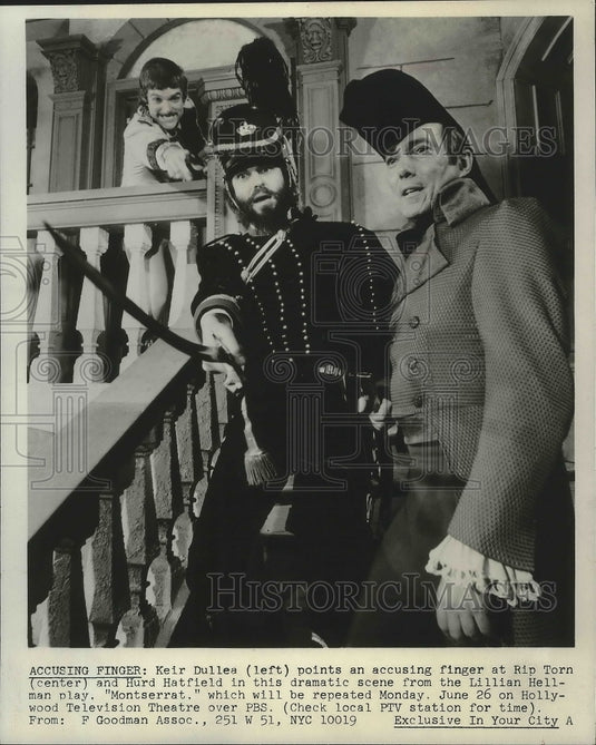 Press Photo Hurd Hatfield With Co-Stars In Scene From PBS' 'Montserrat' - Historic Images