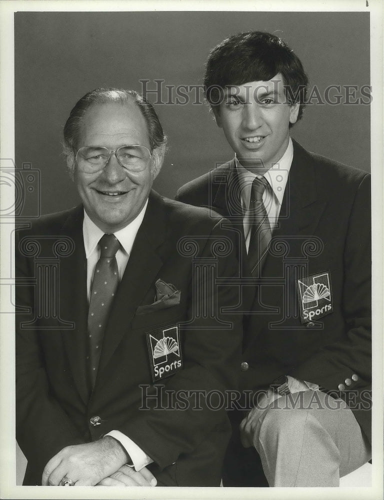 1982 Press Photo NBC Sports Boxing Commentators Ferdie Pacheco and Marv Albert - Historic Images