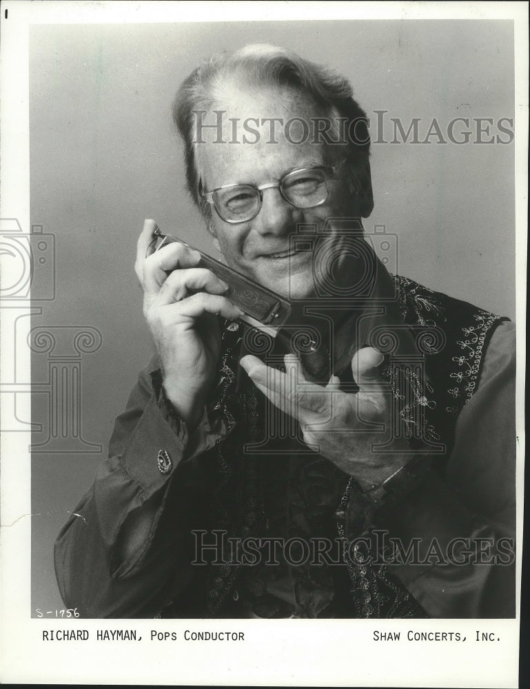 1987 Press Photo Conductor Richard Hayman Leads Milwaukee Symphony Orchestra - Historic Images