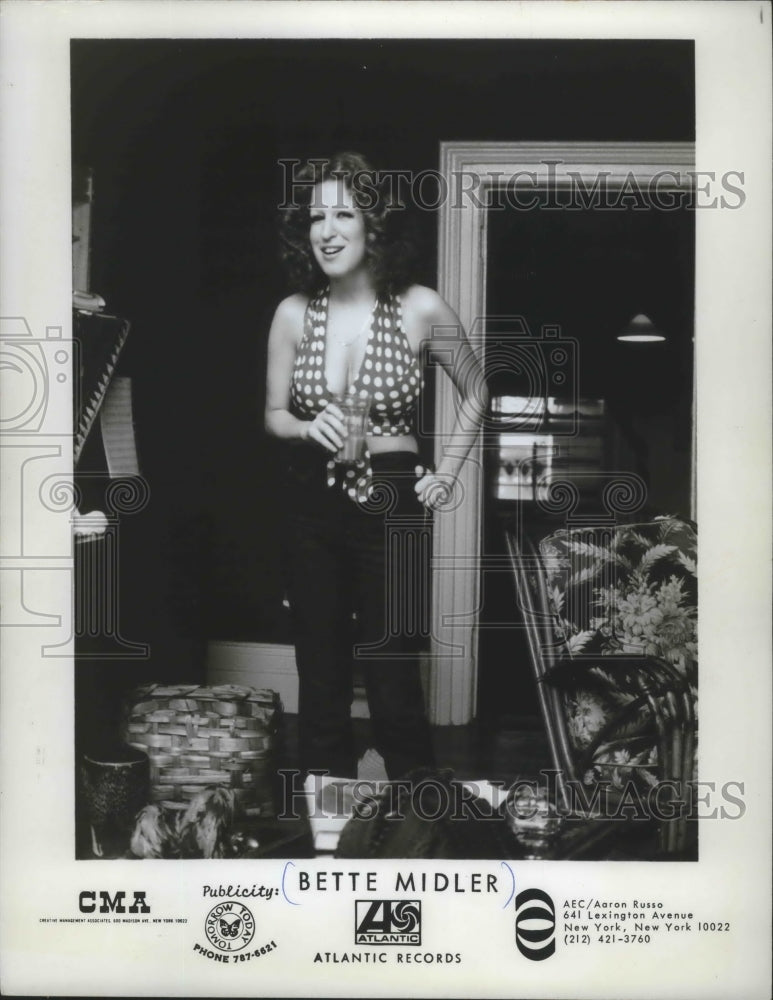 1973, Bette Midler, singer with Atlantic Records - Historic Images
