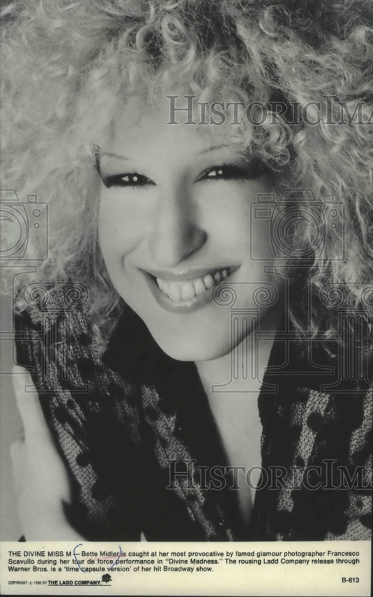 1980, Bette Midler stars in "Divine Madness" as Francesco Scavullo - Historic Images