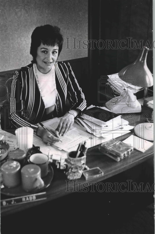 1971, Mrs. B. J. Rabb of WFWO-FM Station For Women Only, Milwaukee - Historic Images