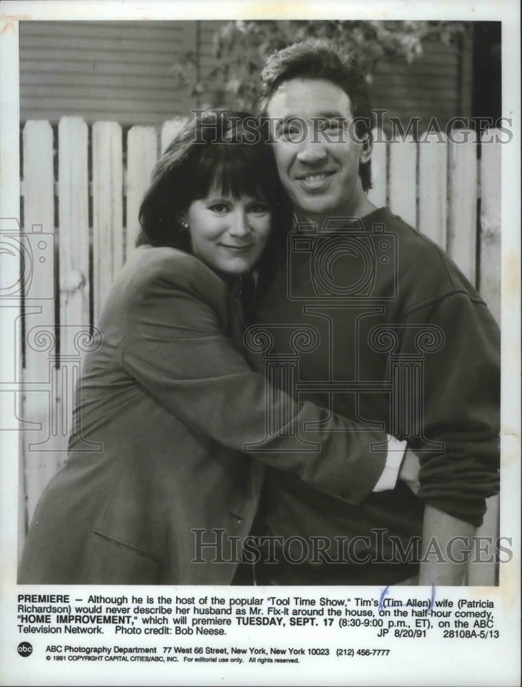 1991 Press Photo Tim Allen & Patricia Richardson on "Home Improvement" - Historic Images