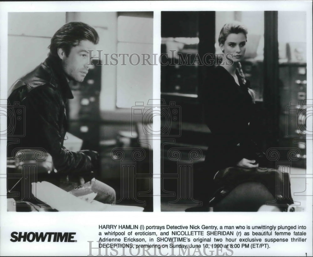 1990 Press Photo Harry Hamlin portrays Detective Nick Gentry in "Deceptions" - Historic Images