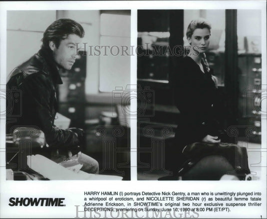 1990 Press Photo Harry Hamlin portrays Detective Nick Gentry in "Deceptions" - Historic Images