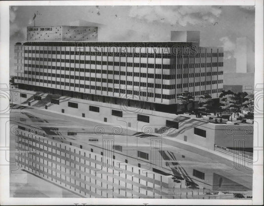 1955, New Chicago Sun-Times Building Architect's Drawing - Historic Images