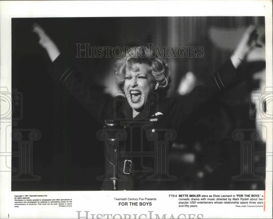1991 Press Photo Actress Bette Midler Stars In 'For The Boys' - mjp22482 - Historic Images