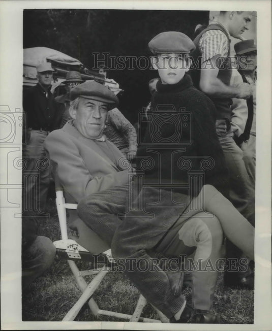 1963 John Huston, son Tony on set of "The List of Adrian Messenger" - Historic Images