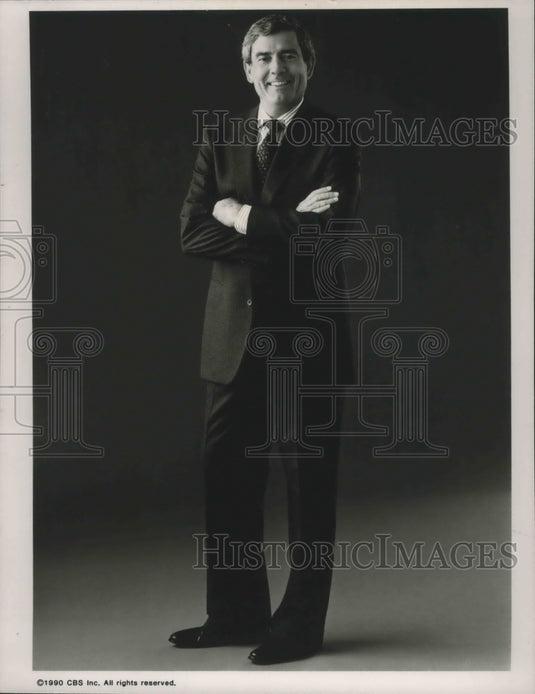 1992 Press Photo Dan Rather: Quit vacation early for Hurricane Andrew - Historic Images