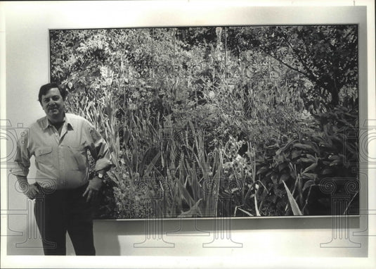 1989, Artist William Nichols Next To Painting 'Poppies, Giverny II' - Historic Images