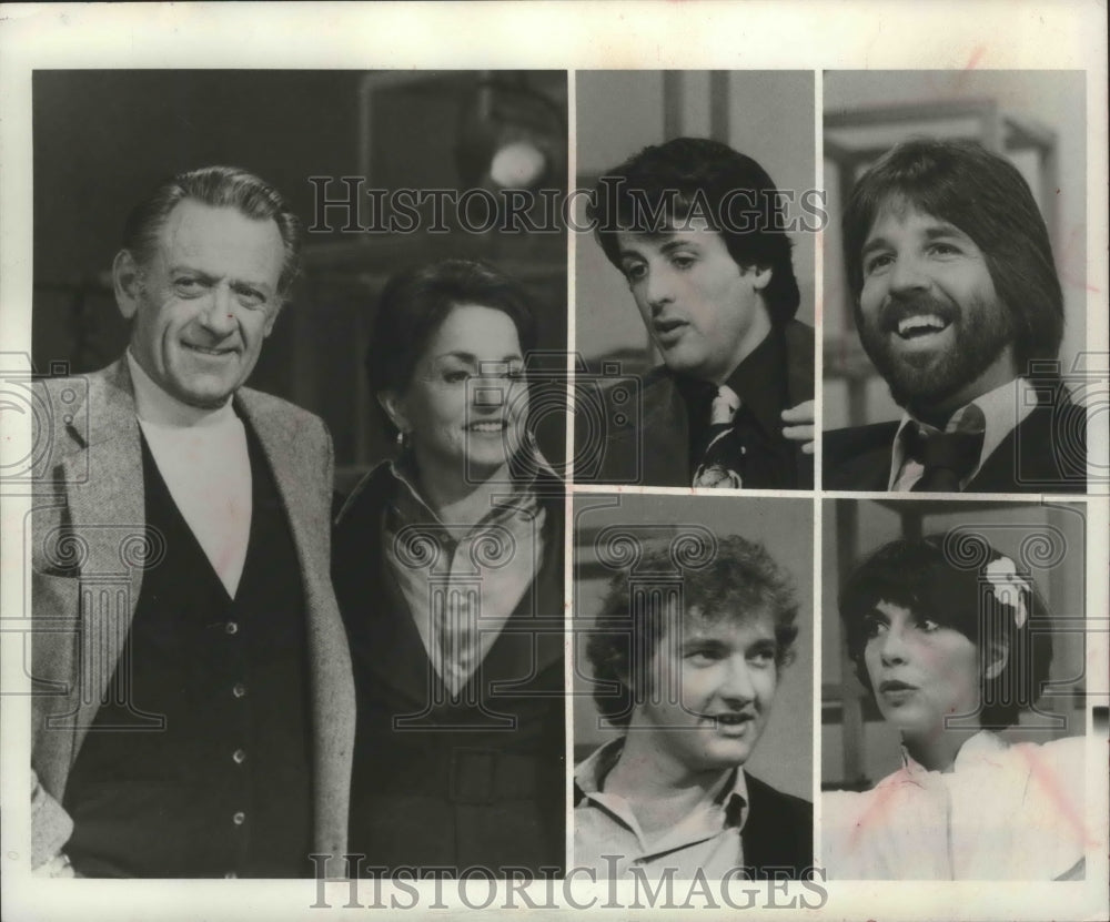 1977 Press Photo Actor Jon Peters With Various Actors In &#39;Hollywood Out-Takes&#39; - Historic Images