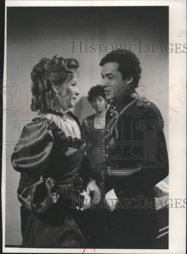 1976, Shellie Chancellor and Franklyn Seales rehearse play scene - Historic Images