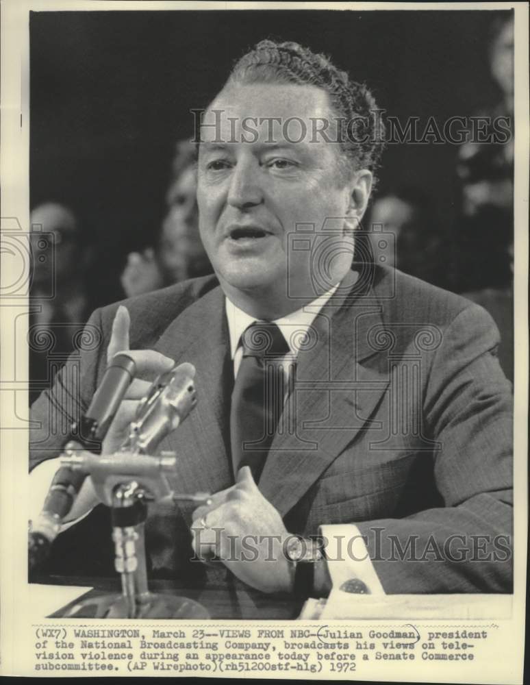 1972, Julian Goodman, president of National Broadcasting Company - Historic Images