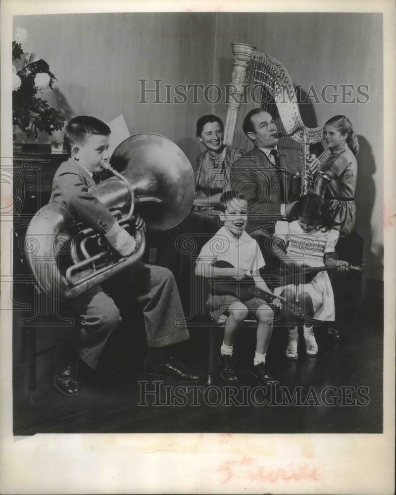 1958, Bob Hope And Family Play Various Instruments - mjp23329 - Historic Images