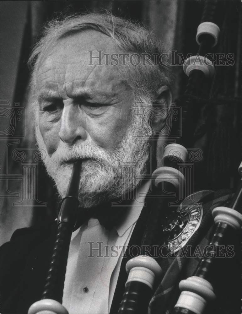 1978, Douglas McKey of Milwaukee St. Andrews Society Playing Bagpipes - Historic Images