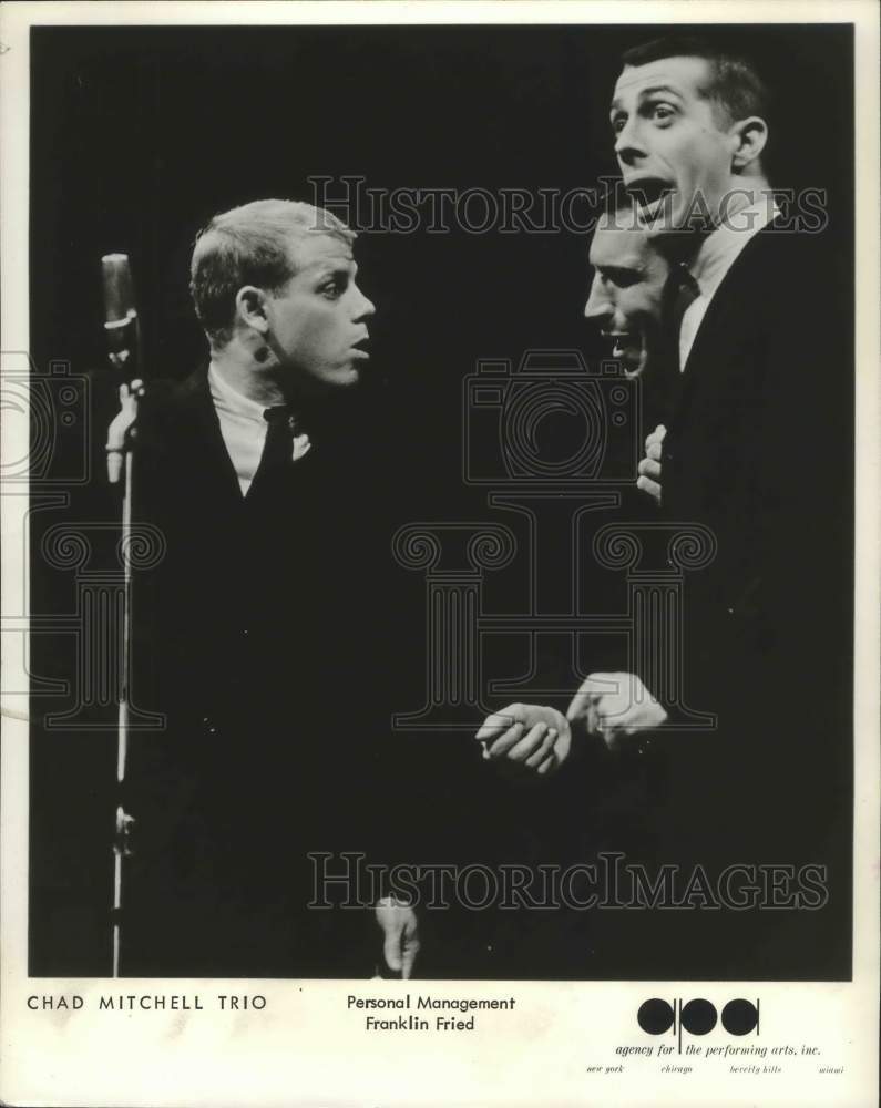 1963 Press Photo The Chad Mitchell Trio perform from their new album - Historic Images