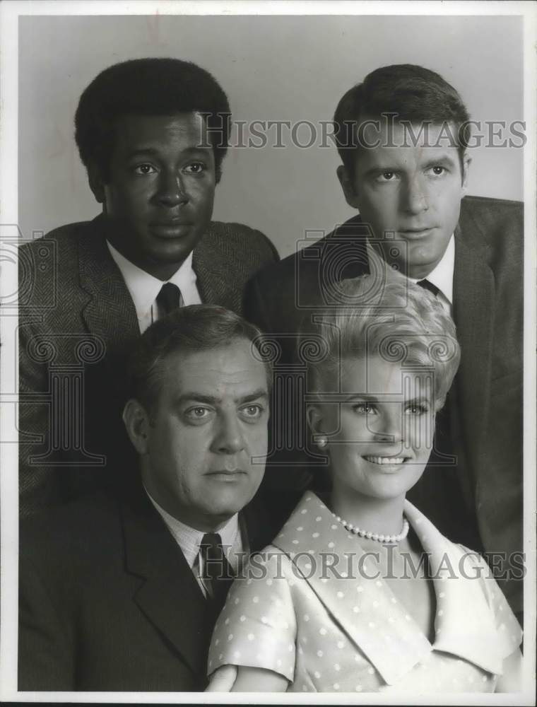 1969, Actor Don Mitchell posing with co-stars of &quot;Ironside&quot; - Historic Images