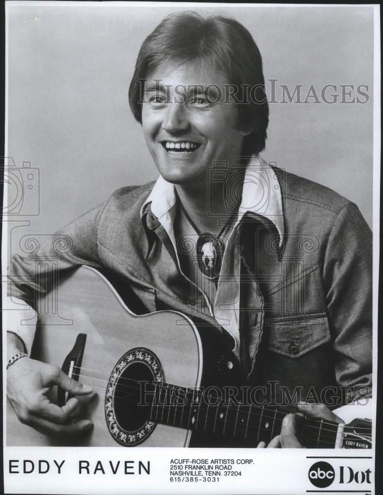 1976, Singer Eddy Raven With Guitar - mjp23756 - Historic Images