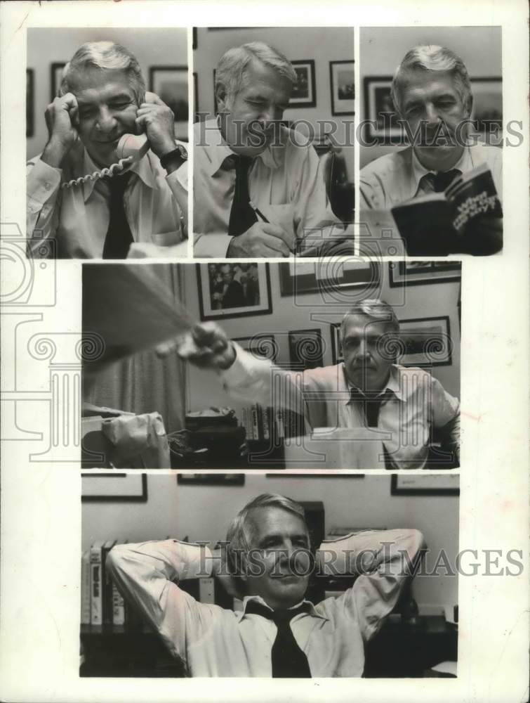 1976 Press Photo Correspondent and Anchorman Harry Reasoner in his ABC office - Historic Images
