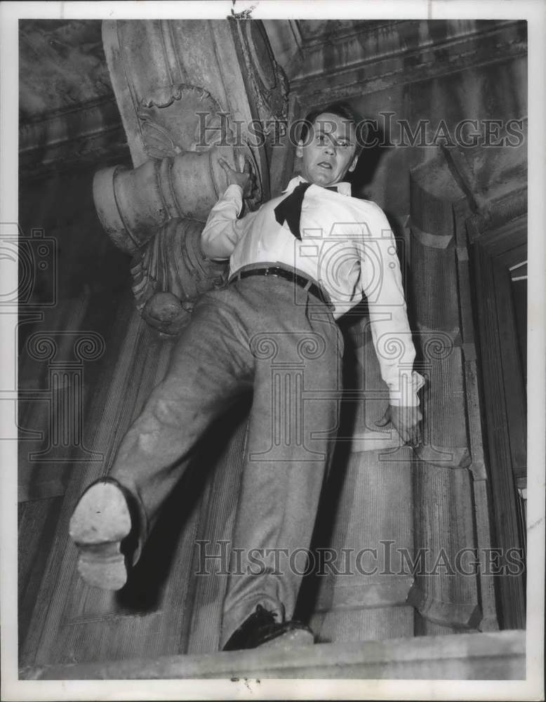1955, Actor Cameron Mitchell in scene from &quot;Man on the Ledge&quot; - Historic Images