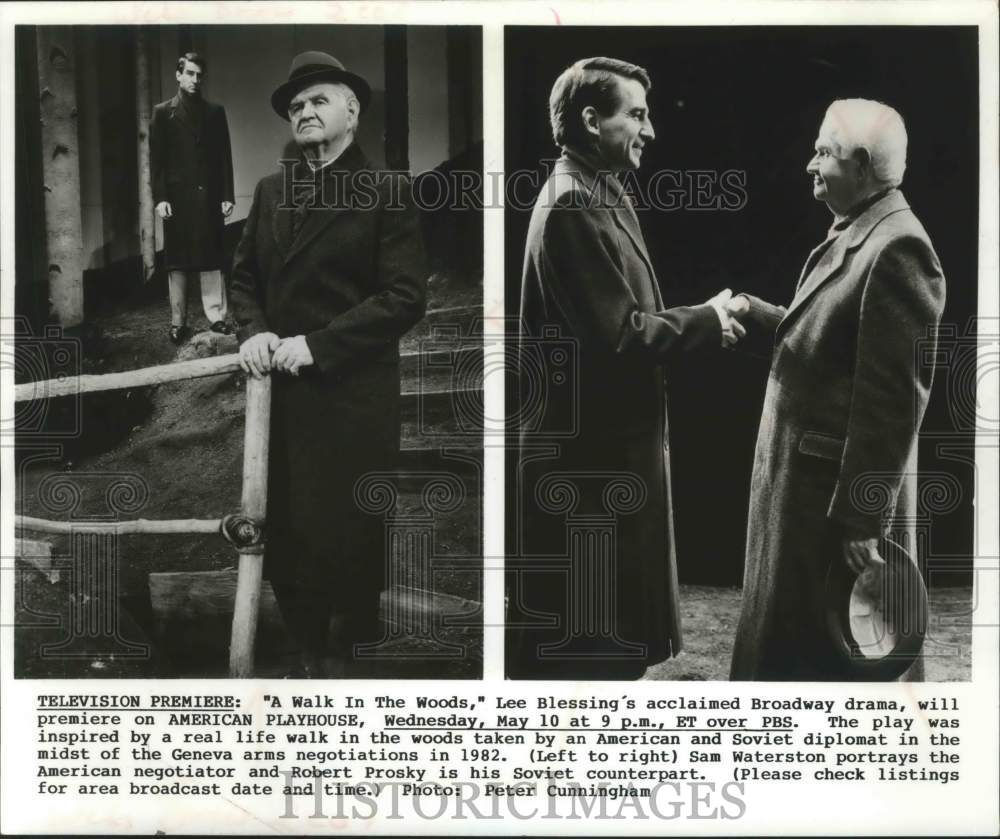 1989, Robert Prosky & Sam Waterston in "A Walk In The Woods" - Historic Images